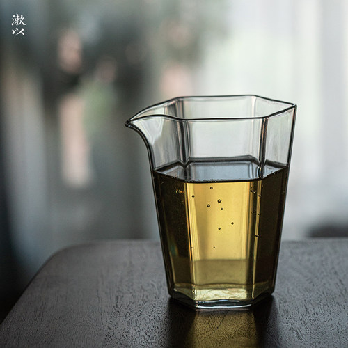 六角公道杯极简手工锤纹高硼硅分