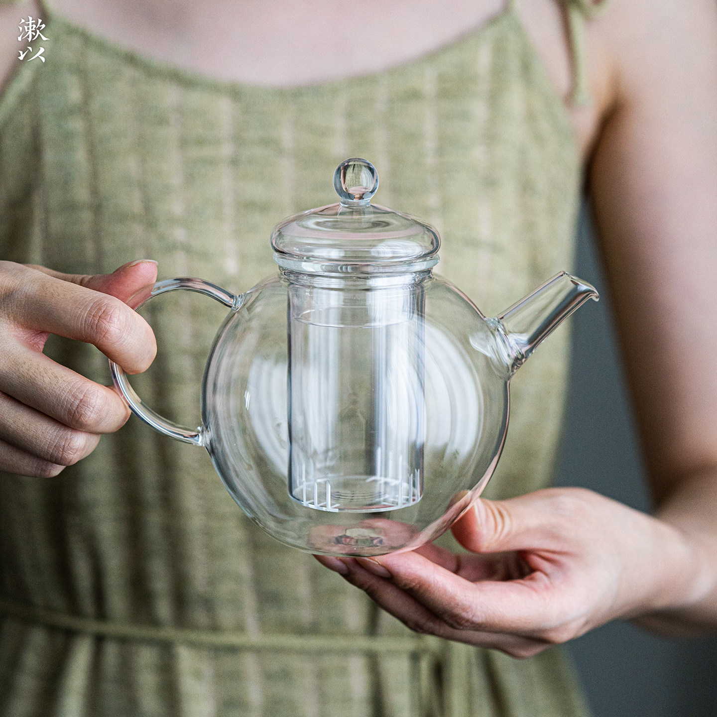漱以玻璃圆壶450mL高硼硅耐热玻璃煮茶壶泡茶壶带把手带茶漏内胆
