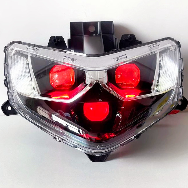 新款赛鹰125大灯总成JYM125T-2C前照灯改装矩阵LED透镜 三近三远