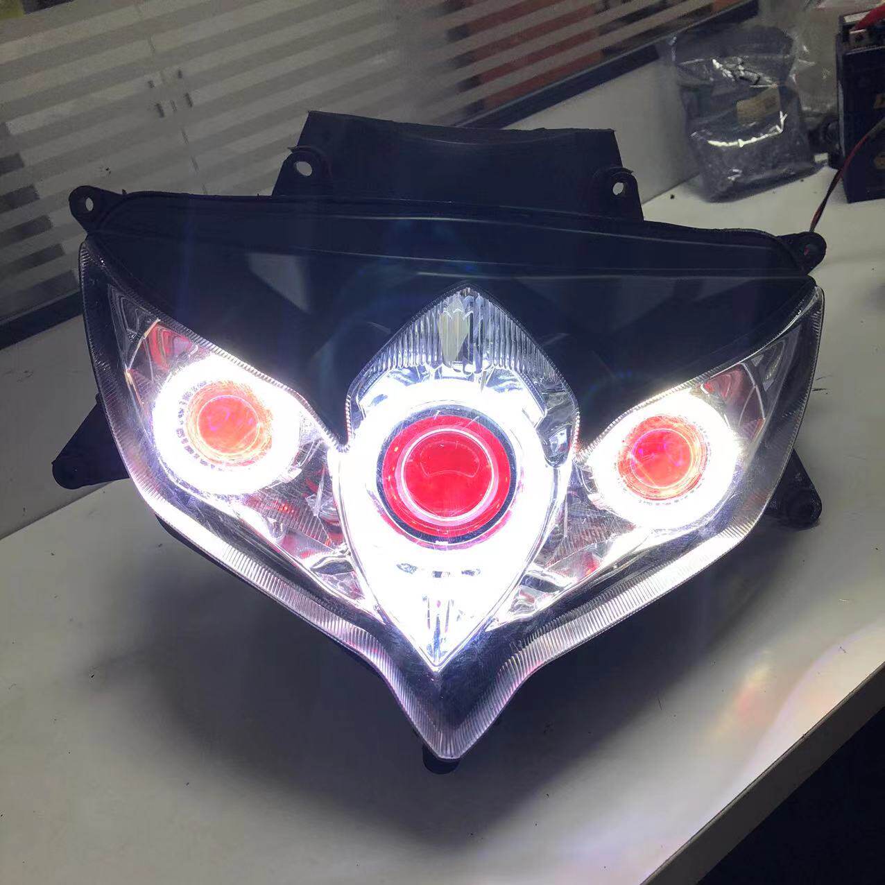 适用铃木GSXR600/750 08-10年中R小R k8 K9大灯改装LED透镜眼总成