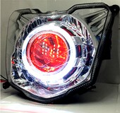 飞致YS125大灯 氙气灯透镜天使眼恶魔眼大灯总成 天剑150大灯改装