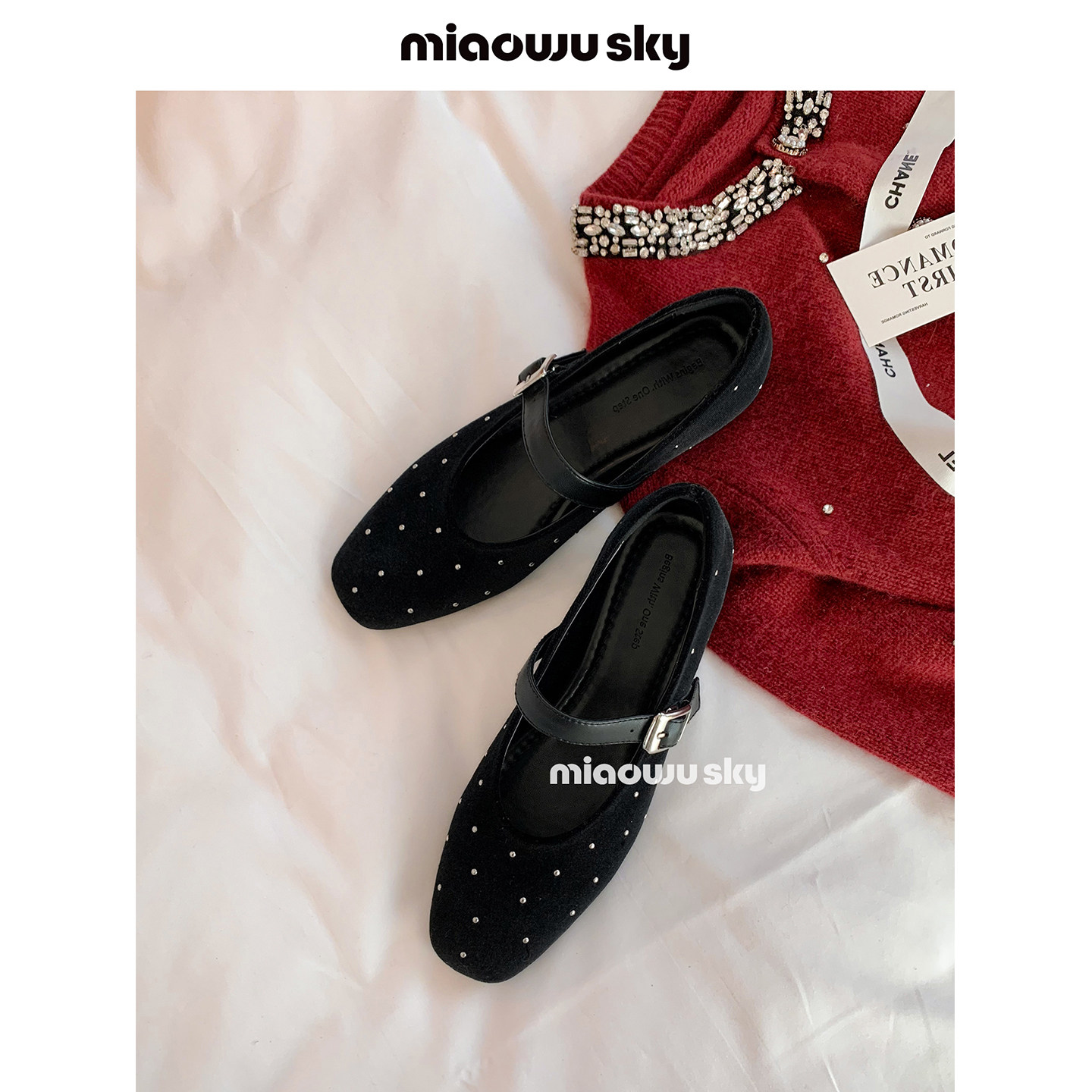 【1.08上新】喵唔的天空法式丝绒铆钉玛丽珍鞋女春秋一字扣单鞋,女鞋,玛丽珍鞋,淘宝优惠券,粉丝福利购,淘宝优惠卷
