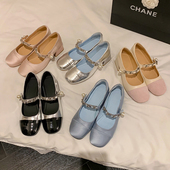 天空2025年春新款 法式 珍珠链条玛丽珍鞋 喵唔 女甜美粗跟气质单鞋