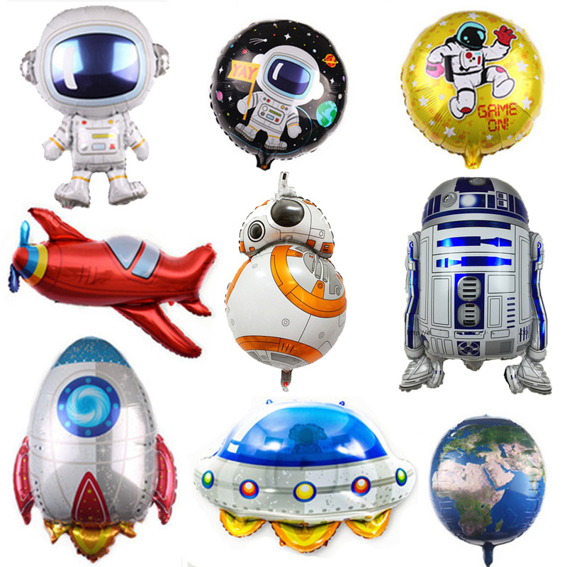 儿童节太空人生日火箭飞碟气球