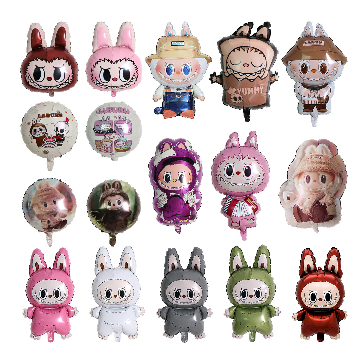拉布布铝膜气球labubu泡泡玛特18寸铝箔夜市摆摊玩具充氦气可升空