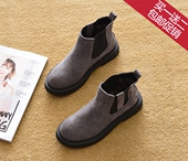包邮 新秋季 平跟短靴马丁靴平底单靴短筒厚底鞋 时装 靴女靴子骑士靴