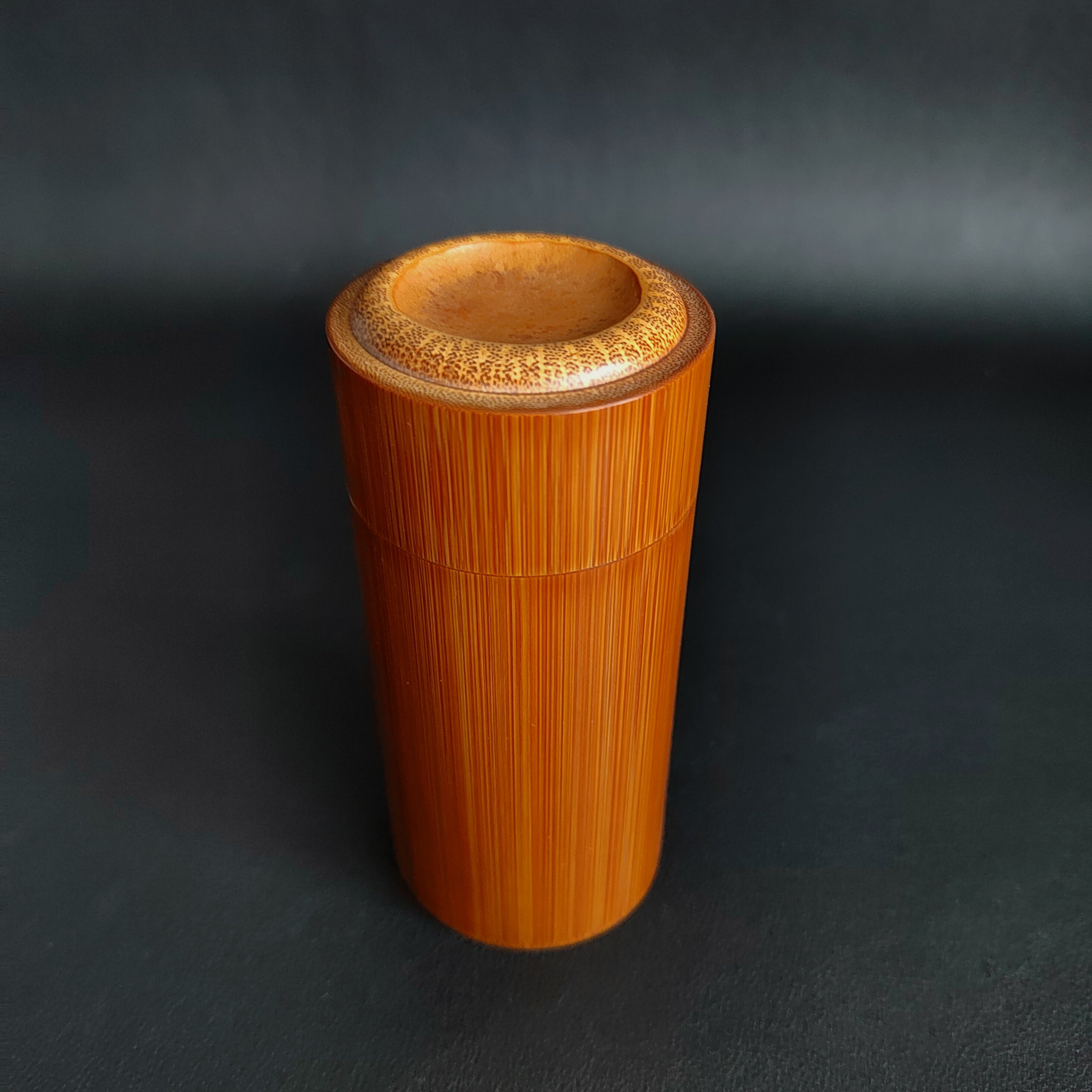 竹师傅精品手工精工海派镶嵌老玉竹茶叶罐竹制带内盖茶仓竹茶筒送