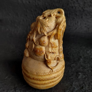 一物一拍精品收藏文玩纯手工竹根雕刻大葫芦手把玩件竹师傅雅集