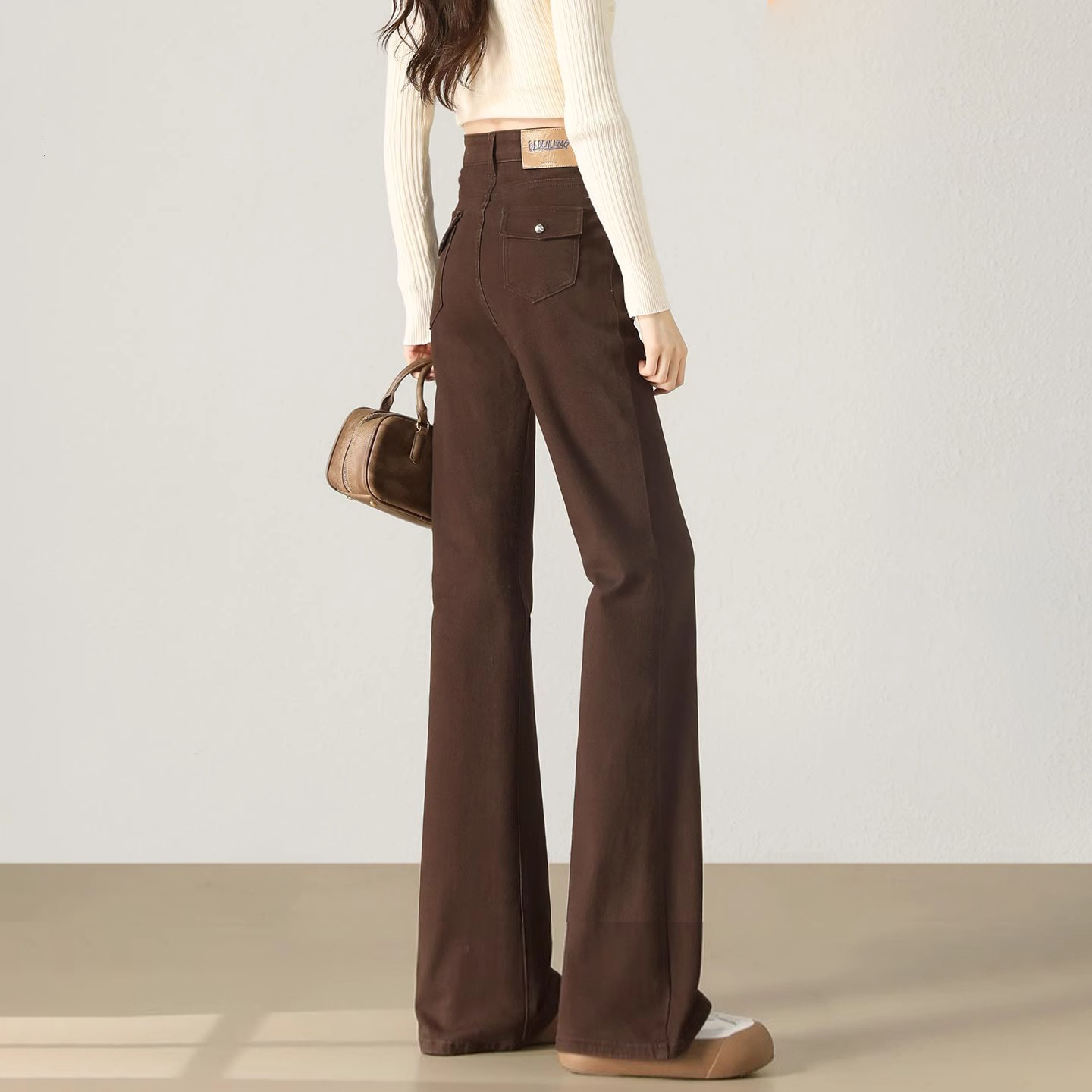 秋冬加绒加厚高腰显瘦微喇牛仔裤