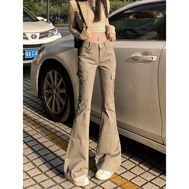 低腰微喇工装牛仔裤女2025