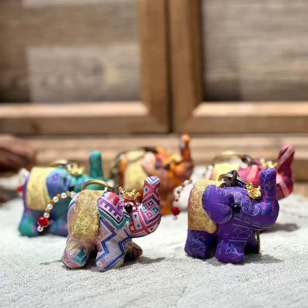 手工宋锦非遗小象小马钥匙扣