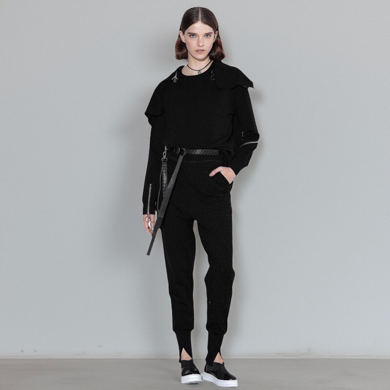 lapargay纳帕佳秋季拉链装饰套头