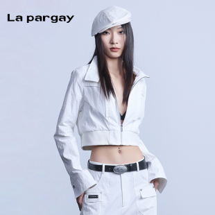 La pargay纳帕佳机能风短款夹克外套女个性拉链收腰显瘦百搭上衣