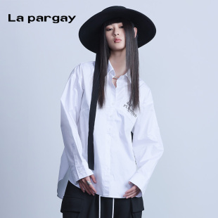 La pargay纳帕佳松弛感宽松白色衬衫女长袖个性设计感休闲上衣