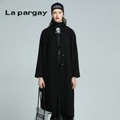 中长款 黑色长袖 针织大衣风衣外套 女装 Lapargay纳帕佳2023秋冬新款