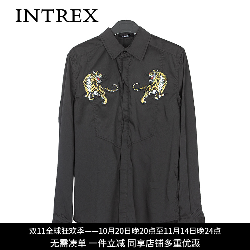 设计感修身长袖衬衫INTREX