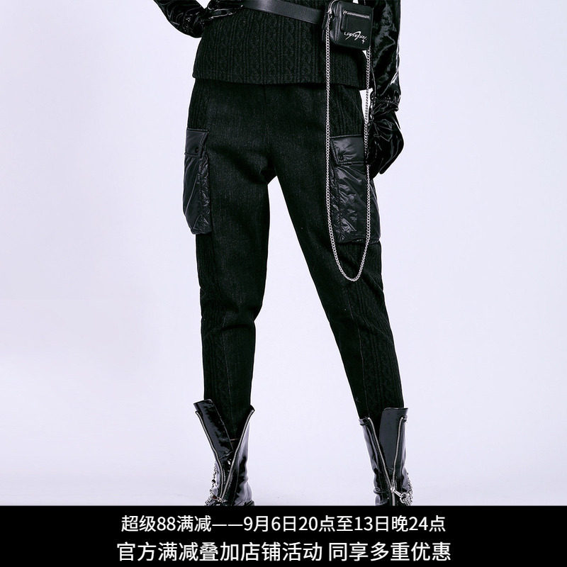 纳帕佳机能多口袋拼接束脚长裤