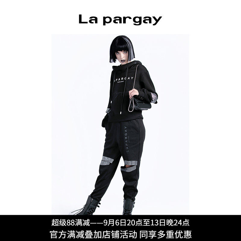 纳帕佳套头长袖连帽卫衣2024春季新款女式黑色简约百搭设计感上衣