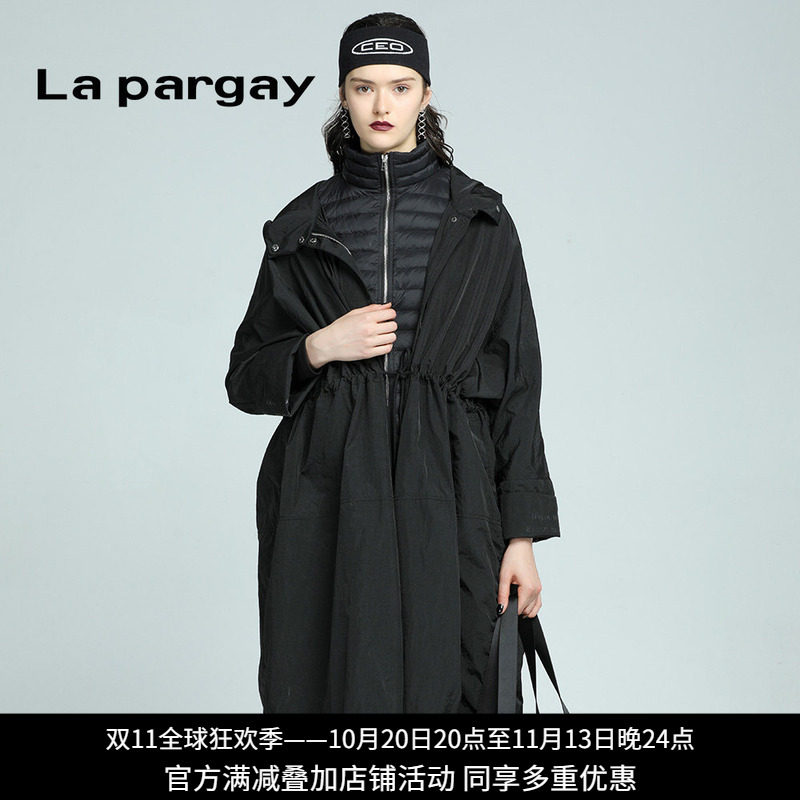 Lapargay纳帕佳秋冬款女装黑中长款羽绒服上衣外件随机发不指定