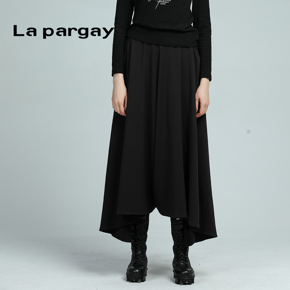 Lapargay休闲黑色阔腿裤