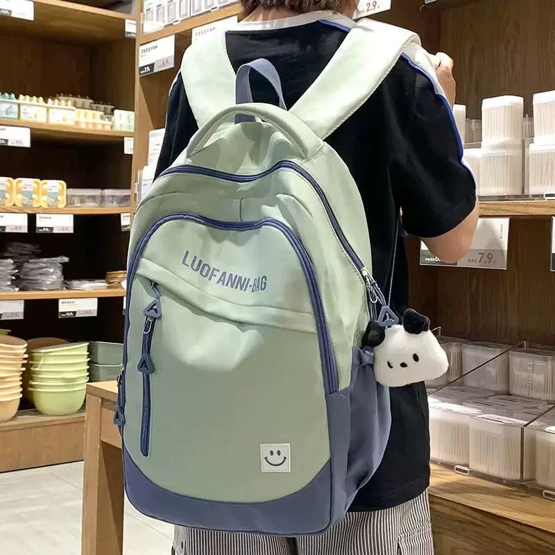 女生2026新款拼色轻便双肩书包