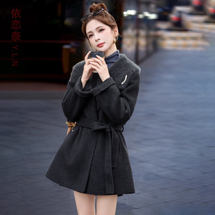 高级感羊毛外套女秋冬装2026新款女士中长款呢子大衣收腰显瘦上衣
