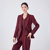 韩版 新款 显瘦马甲裤 子三件套装 潮 小西装 职业装 领外套女2026春秋季