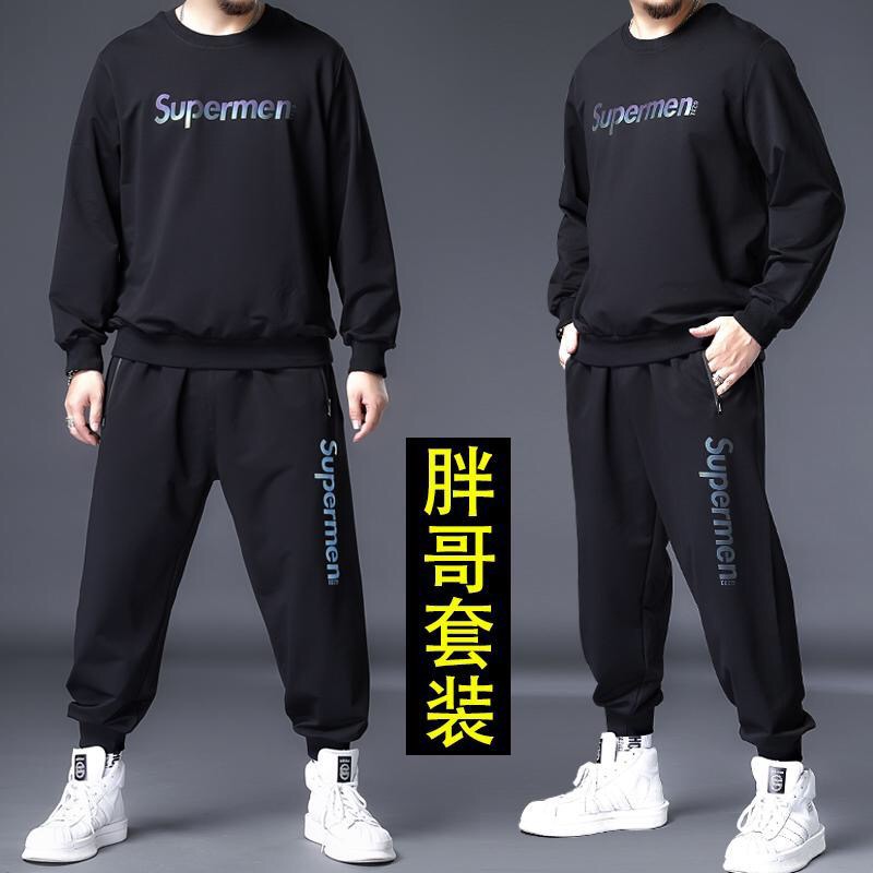 大码运动弹力拉链秋季胖子卫衣裤