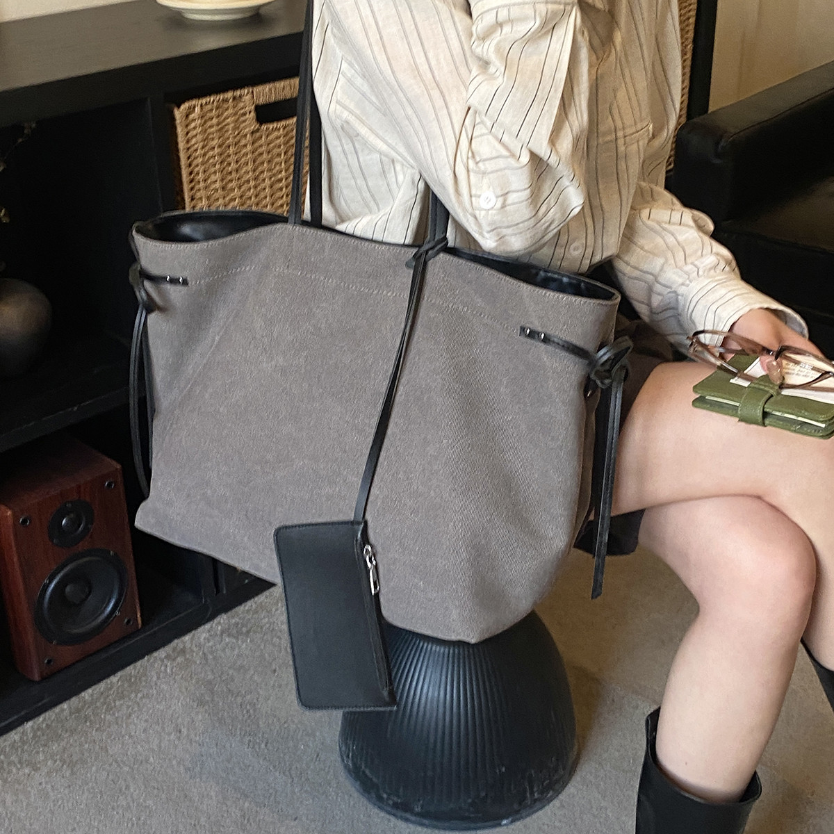 大容量托特包女2026新款时尚帆布包休闲单肩挎包通勤潮百搭手提包