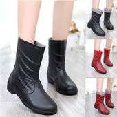 秋冬女款 胶鞋 雨鞋 骆祥雨鞋 女士中筒时尚 加绒雨靴防滑水鞋 水靴套鞋