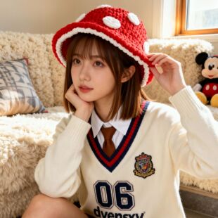 新款蘑菇帽粗线条冰条盆帽纯手工女士帽子加厚防寒保暖帽针织帽