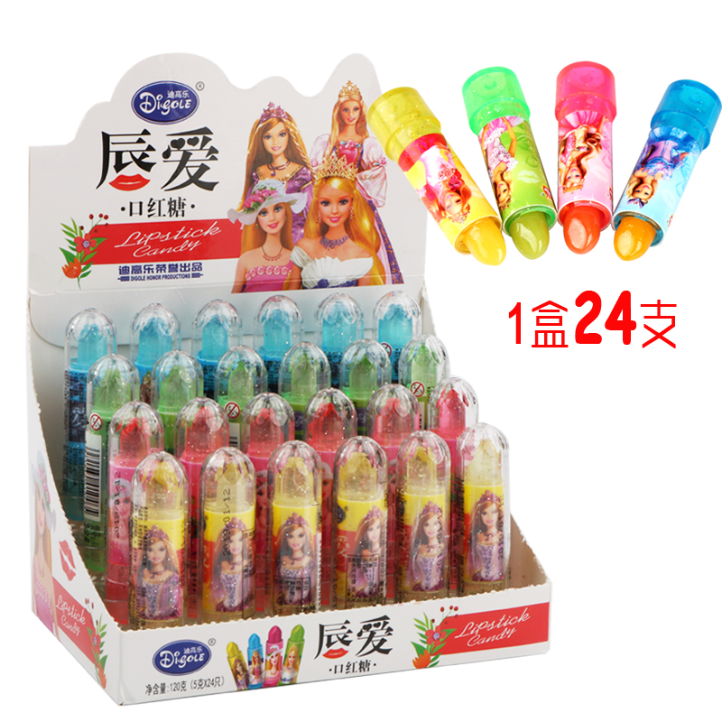 24支創意卡通綜合水果味口紅糖兒童零食小孩趣味玩具糖果批發包郵在類目 零食/堅果/特產, 糖果零食/果凍/布丁, 糖果中 - 來自Buy2taobao.com提供專業的淘寶代購服務