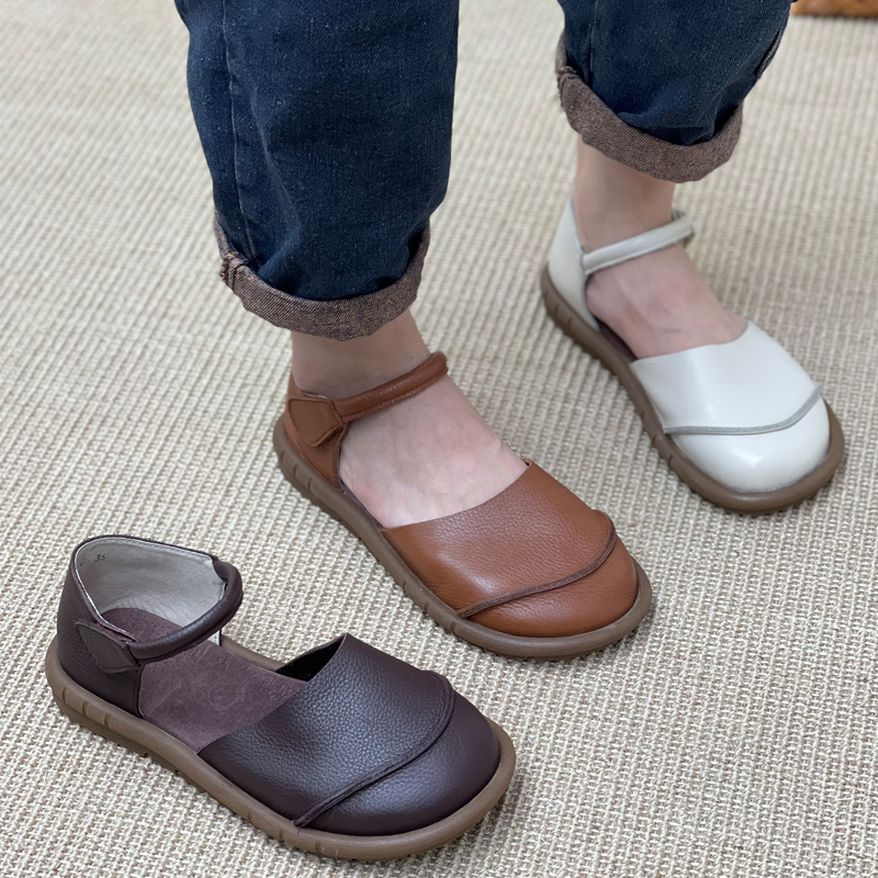 丑乐手工真皮凉鞋妈妈鞋