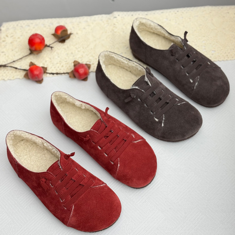 丑乐冬季复古女鞋真皮圆头系带女加绒加厚保暖软底不累脚二棉鞋,女鞋,乐福鞋（豆豆鞋）,淘宝优惠券,粉丝福利购,淘宝优惠卷