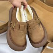 软底日系棉鞋 勃肯鞋 纯羊毛复古圆头丑萌憨憨鞋 加绒真皮女鞋 冬季
