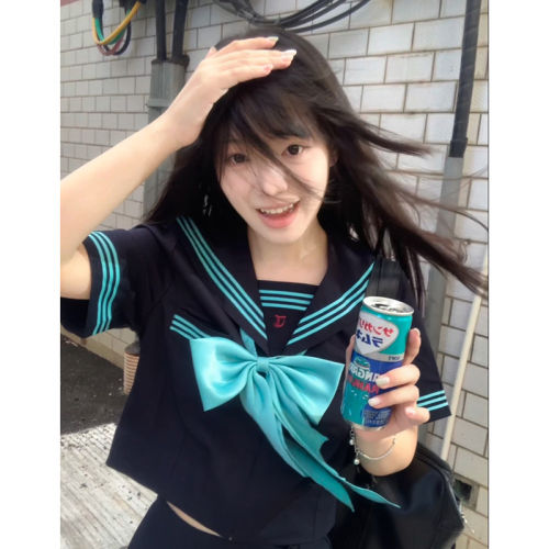 青羽中初音绿满襟JK水手