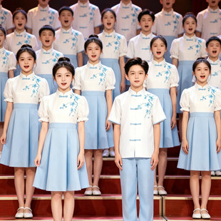 六一儿童合唱朗诵演出服国风初中小幼儿园学生红歌主持比赛表演装