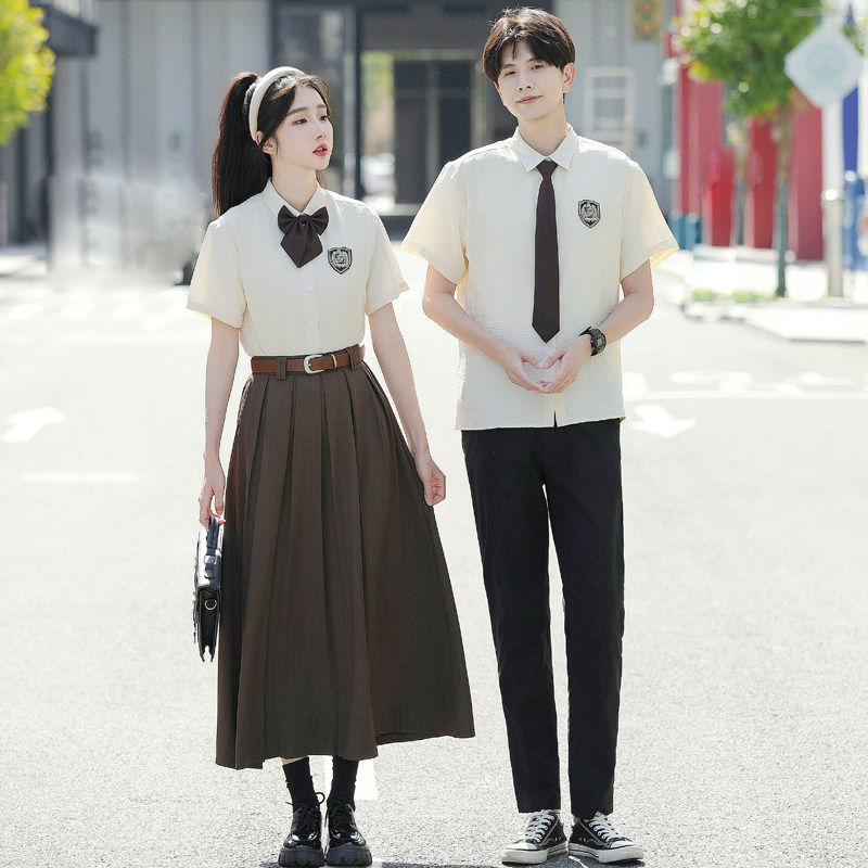 合唱班服夏季套装初中生高中小学生英伦校服演出毕业礼服女生长裙