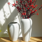 景德镇白色简约现代陶瓷花瓶冬青银柳插花水培罐客厅家居装 饰摆件