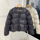 2025冬季 外套 保暖宽松韩版 新款 90白鸭绒洋气圆领泡芙羽绒服女短款