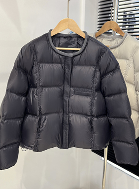 2025冬季新款90白鸭绒洋气圆领泡芙羽绒服女短款保暖宽松韩版外套