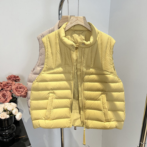 90白鸭绒2026年冬新款羽绒服马甲女短款立领宽松显瘦时尚保暖坎肩