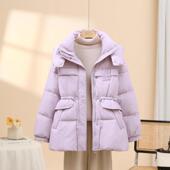羽绒服女连帽短款 2025年秋冬季 新款 收腰抽绳加厚宽松鸭绒保暖外套