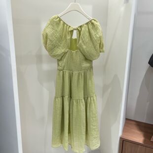 神秘岛屿系列治愈色公主裙~纹理细腻打揽轻露背连衣裙 清货