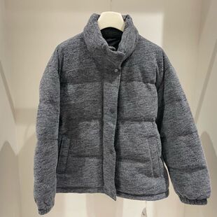 抗冻首选_设计师款意大利强缩羊毛呢90白鹅绒短款加厚面包羽绒服