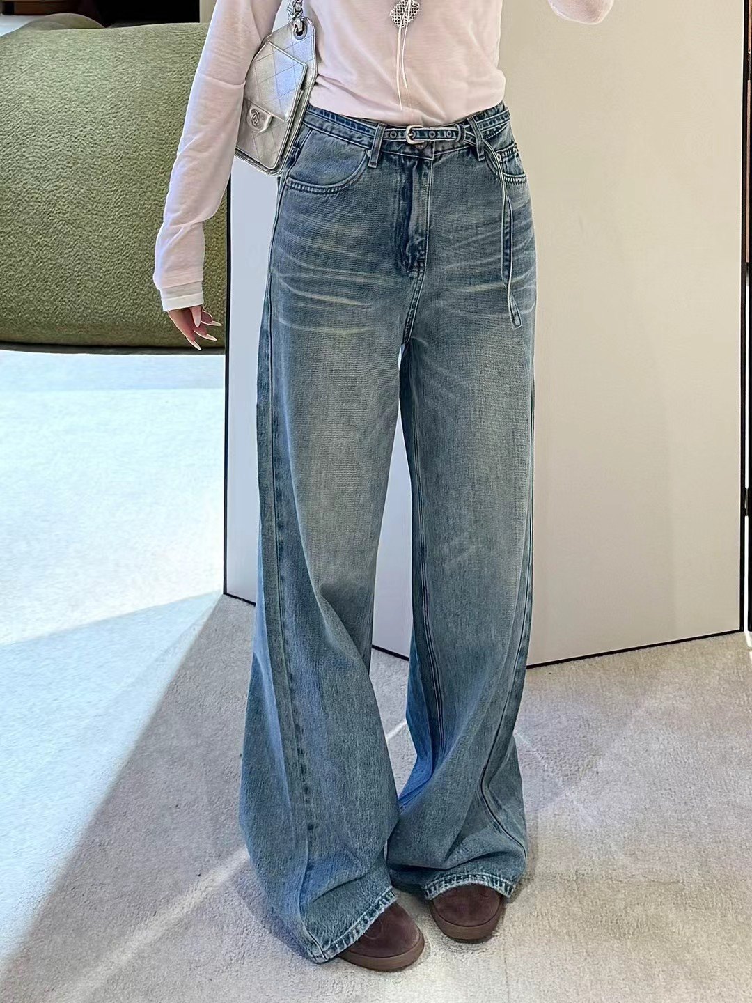 【赫尔丹宁】26春新款 经典直筒牛仔裤女设计感细腰带显瘦显腿长,女装/女士精品,皮裤,淘宝优惠券,粉丝福利购,淘宝优惠卷