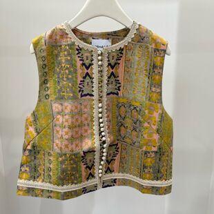 2026早春亚麻女复古印花甜美格调气质开衫 马甲 N次叠穿 软实力风