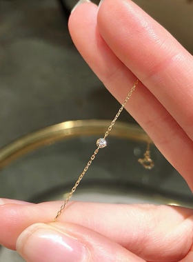 日系agete同款 925银镀金极细莫桑钻手链可叠戴精致女生日礼物