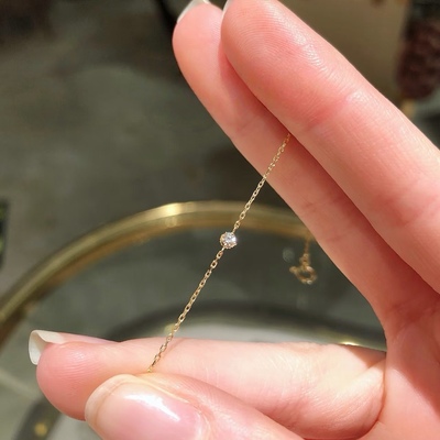 日系agete同款 925银镀金极细莫桑钻手链可叠戴精致女生日礼物