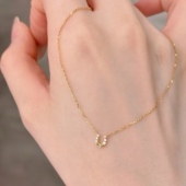 日系ag 马上有钱u形小马蹄项链莫桑钻925银镀14k金锁骨链女礼物